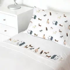 TUYO PRINT - Juego de Sábanas 1 plaza Perros -