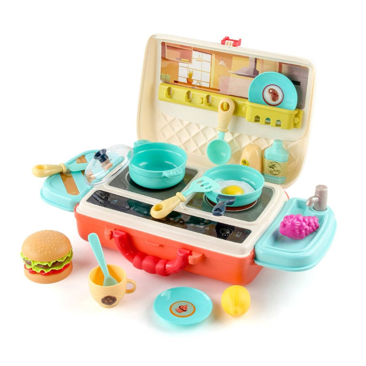 DBLUE - Juego de Cocina Transportable Tipo Cartera 2 en 1