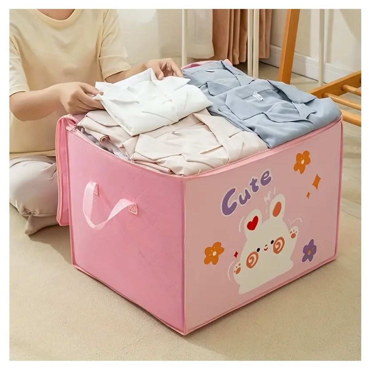 GENERICO - Bolsa De Almacenamiento Para Niños Organizador Ropa Juguetes Rosa