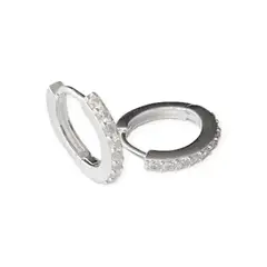 ANDREA COGGIOLA JOYAS - Aros Argollas Circón 14mm Plata Fina 925