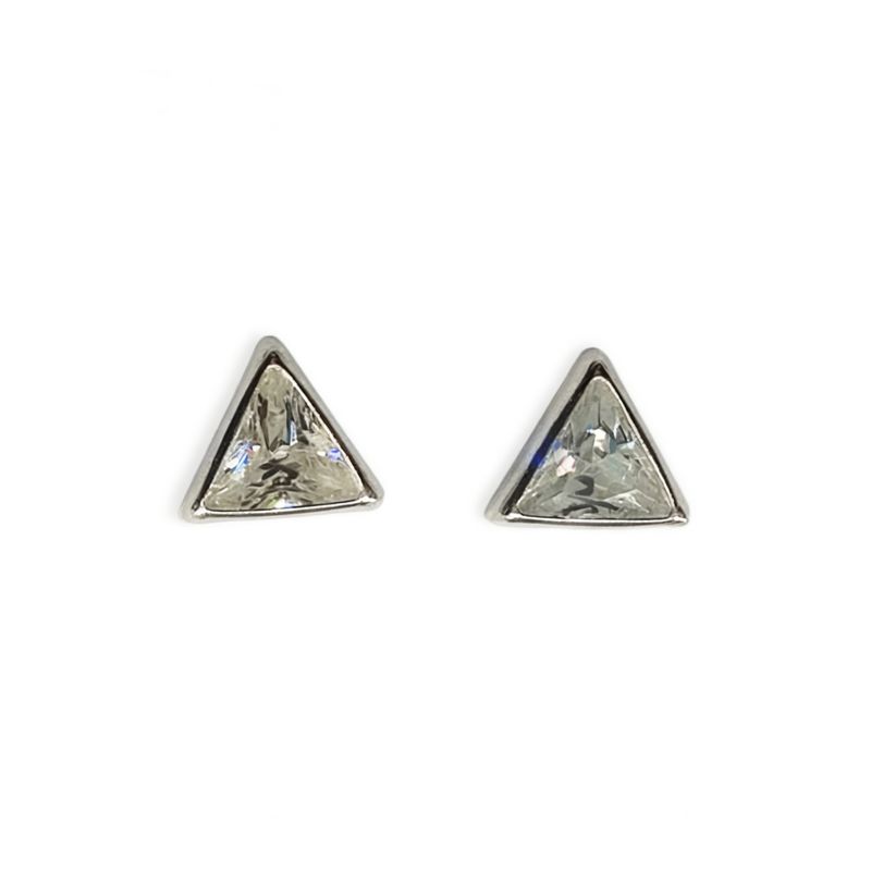 ANDREA COGGIOLA JOYAS - Aros Triángulos Circón Plata Fina 925