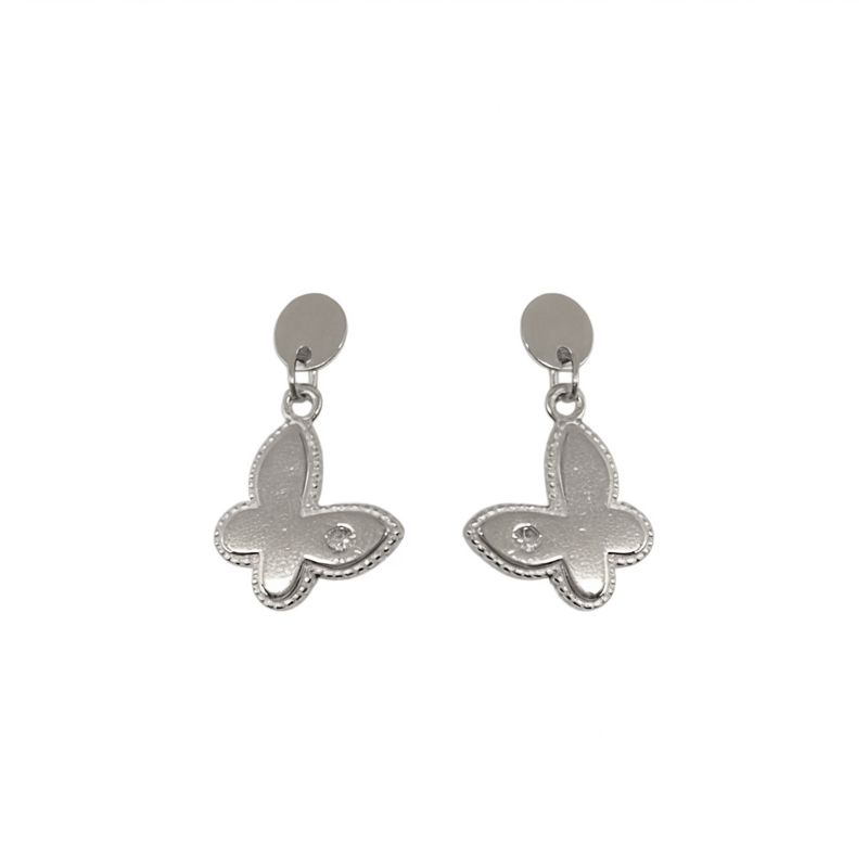 ANDREA COGGIOLA JOYAS - Aros Mariposa Colgante Circón Plata Fina 925