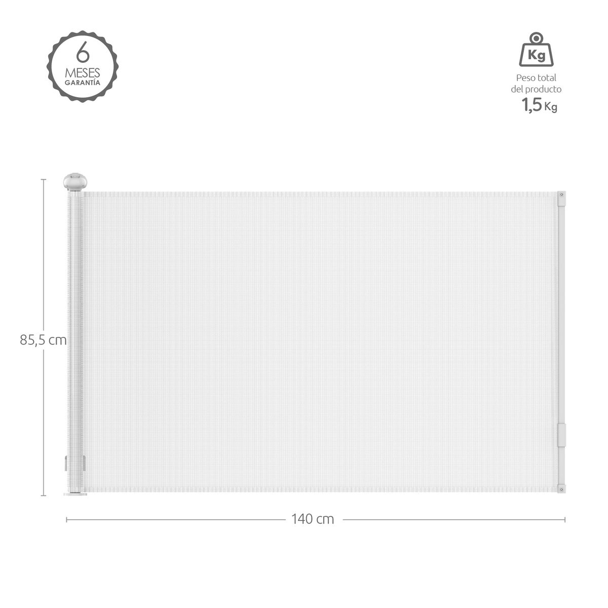 GLOWUP - Reja de Seguridad Retráctil Para Bebes hasta 140cmx85cm