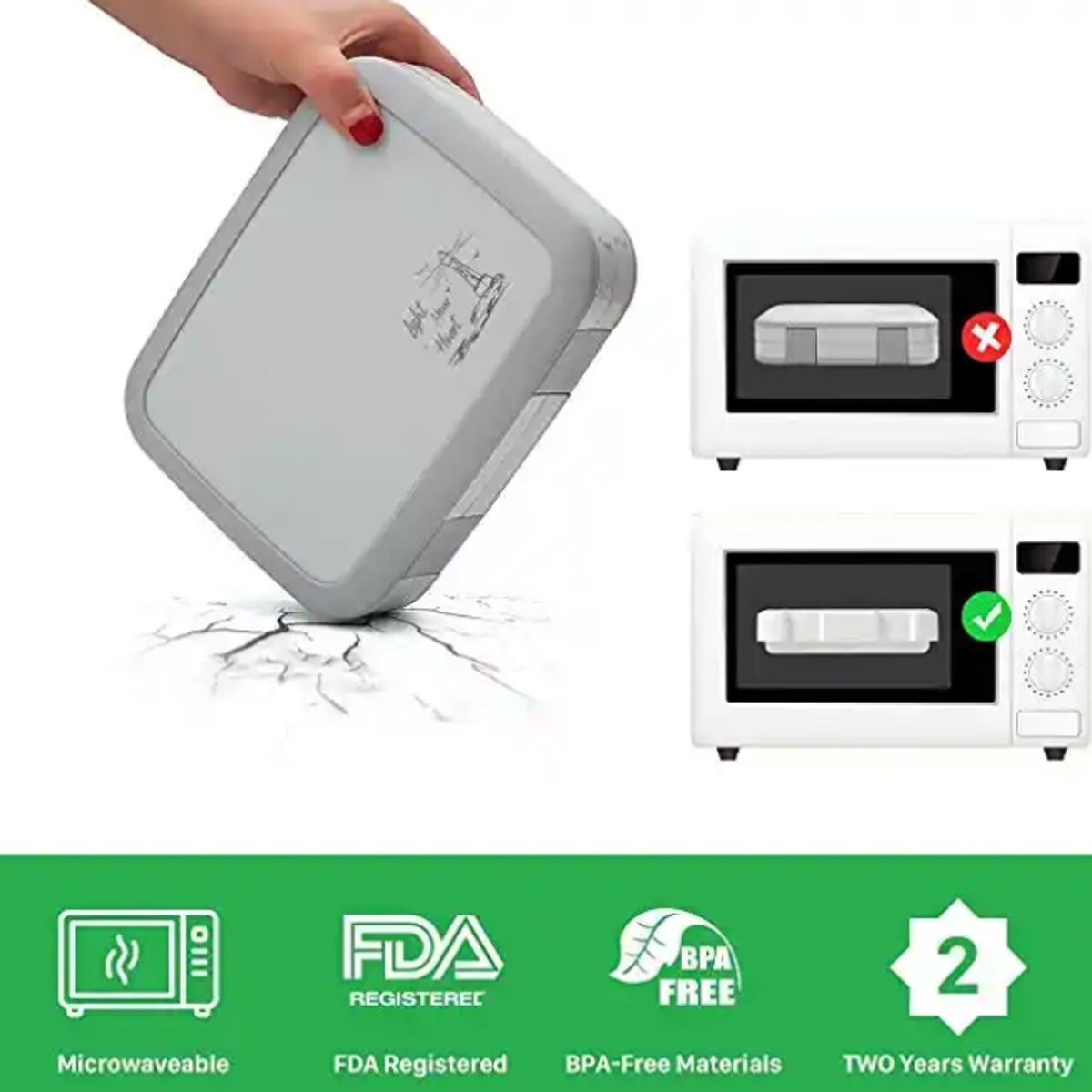 LUNCH - Lonchera portátil para niños estilo Bento Azul Antiderrames 800ml