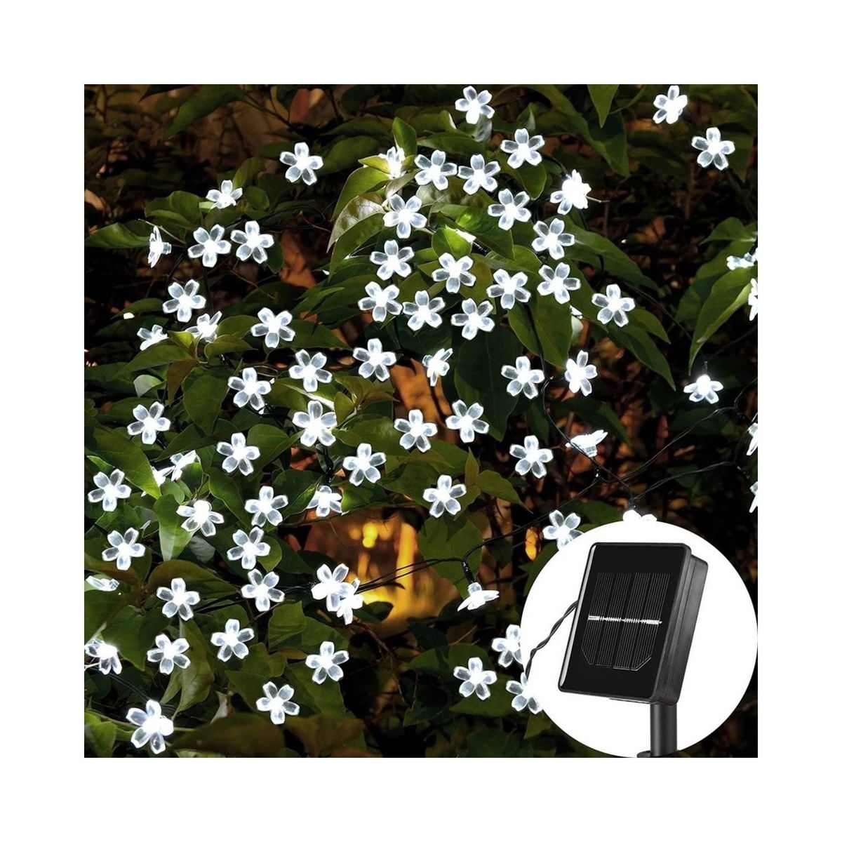 U BUY - Guirnalda Solar Hada Flor Led Boda 12 Mtrs Blanco