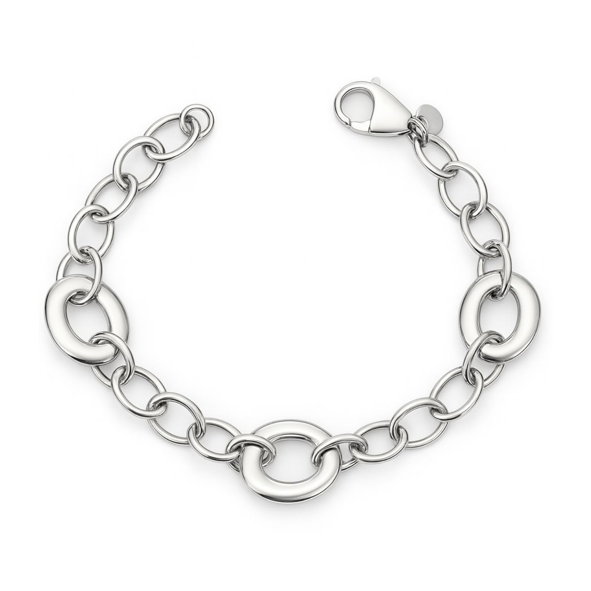 JB JOYAS BARON - Pulsera de Plata Esterlina 925 Eslabon Oval Grande Pequeño