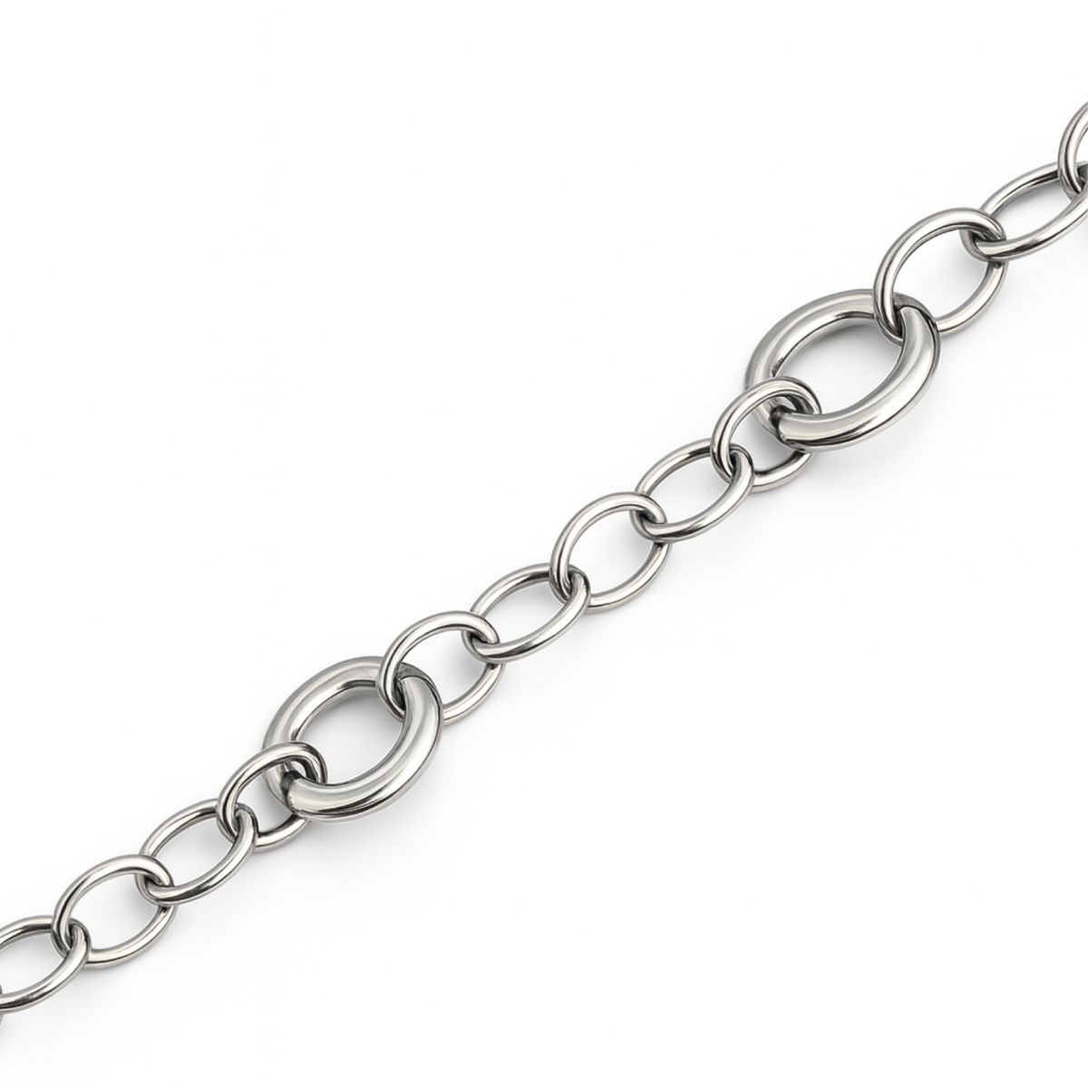 JB JOYAS BARON - Pulsera de Plata Esterlina 925 Eslabon Oval Grande Pequeño
