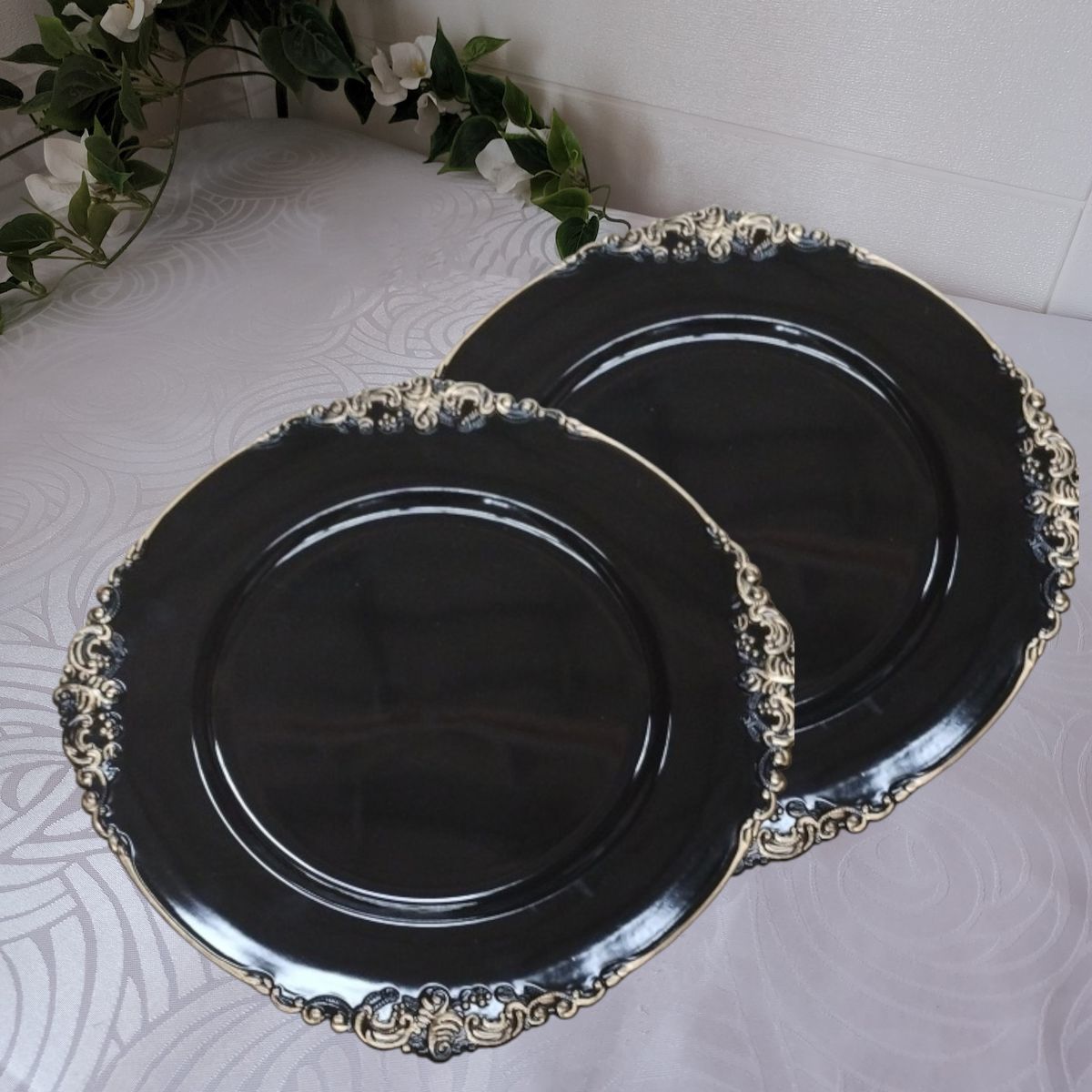 GENERICO - Pack 2 Bandejas & Plato Base Redondo - Negro