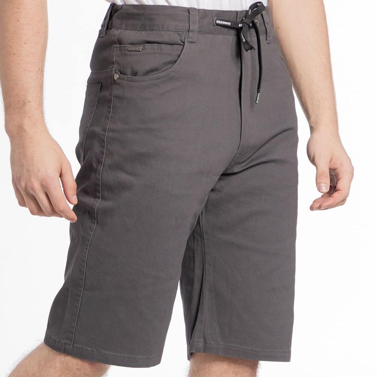 GANGSTER - Short Canvas Bermudas Knee Gris Gangster