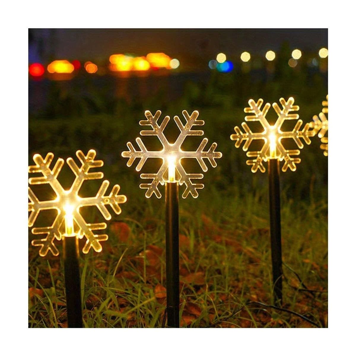 GENERICO - Estaca Solar Copo de Nieve de Navidad Jardín Pack 5