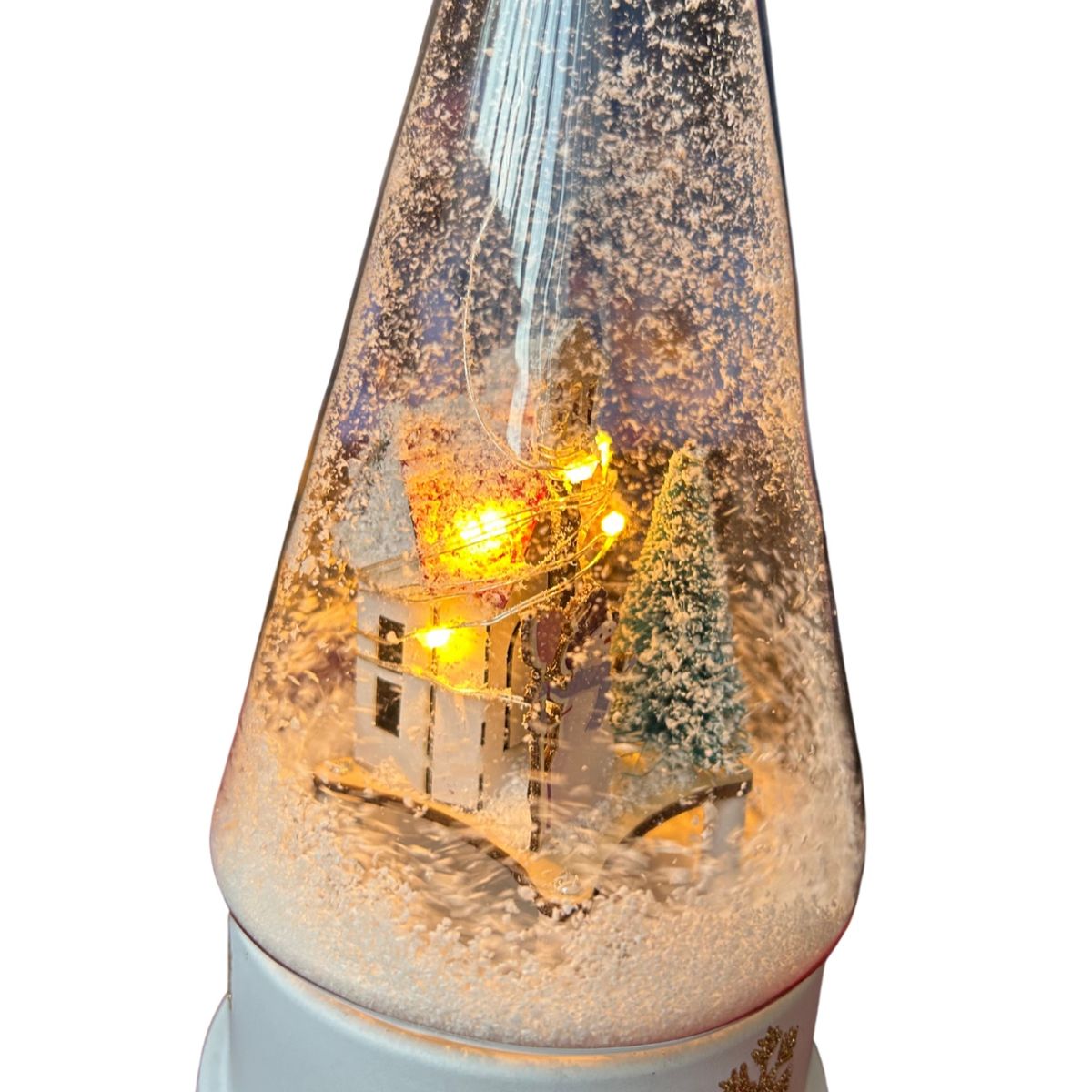 BOHEMIK - Adorno Navidad Blanco luminoso musical nieve en movimiento de 28 cm