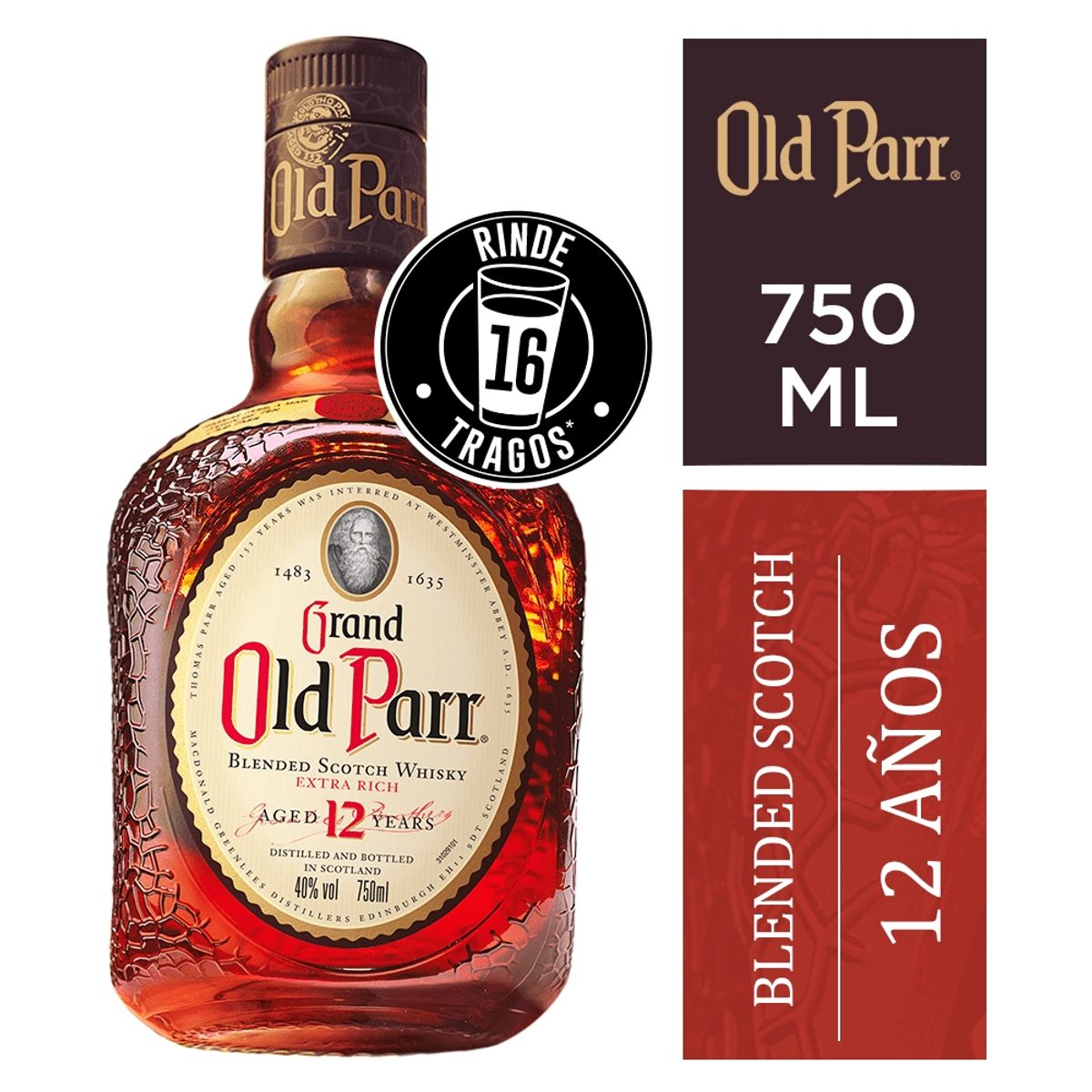 OLD PARR - Whisky Old Parr 12 Años 40° 750Cc