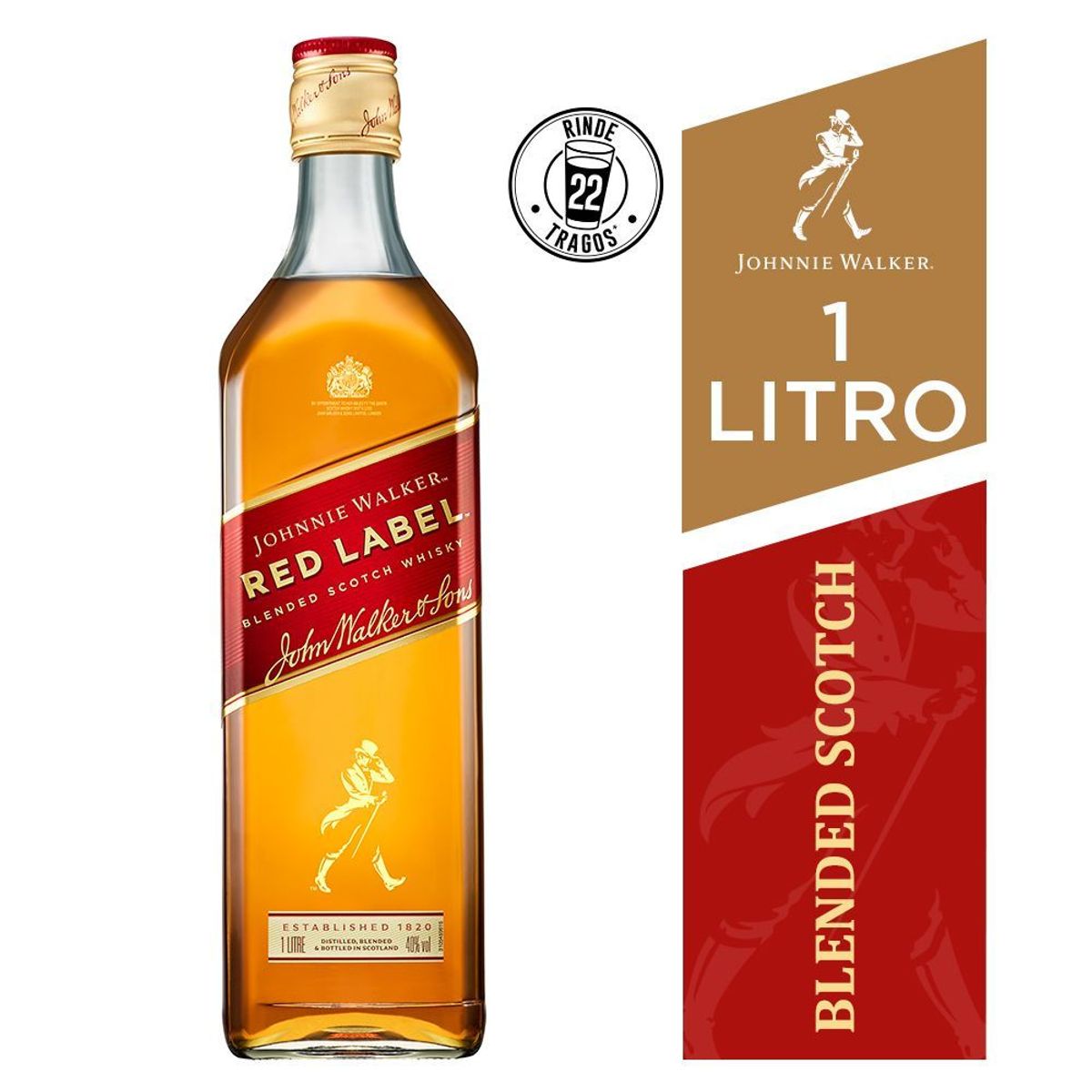 JOHNNIE WALKER - Whisky Johnnie Walker Red Label 40° 1000Cc