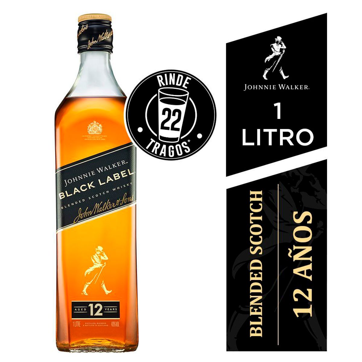JOHNNIE WALKER - Whisky Johnnie Walker Black Label 40° 1000Cc