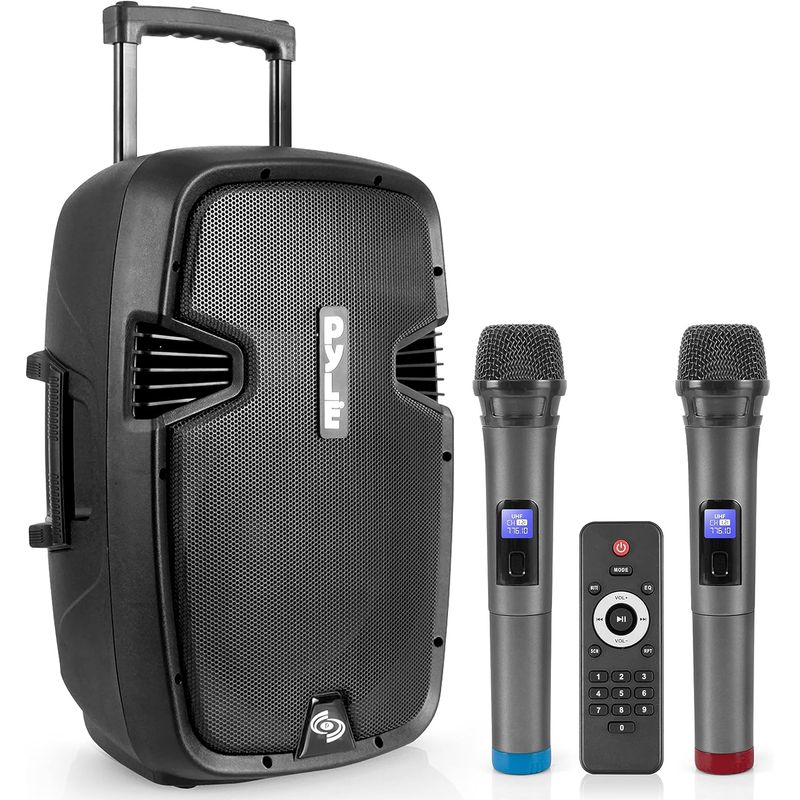 PYLE - Parlante Karaoke Pyle con Bluetooth y 2 microfonos y 12 Pulgadas