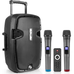 PYLE - Parlante Karaoke Bluetooth y 2 microfonos y Woofer de 12 Pulgadas