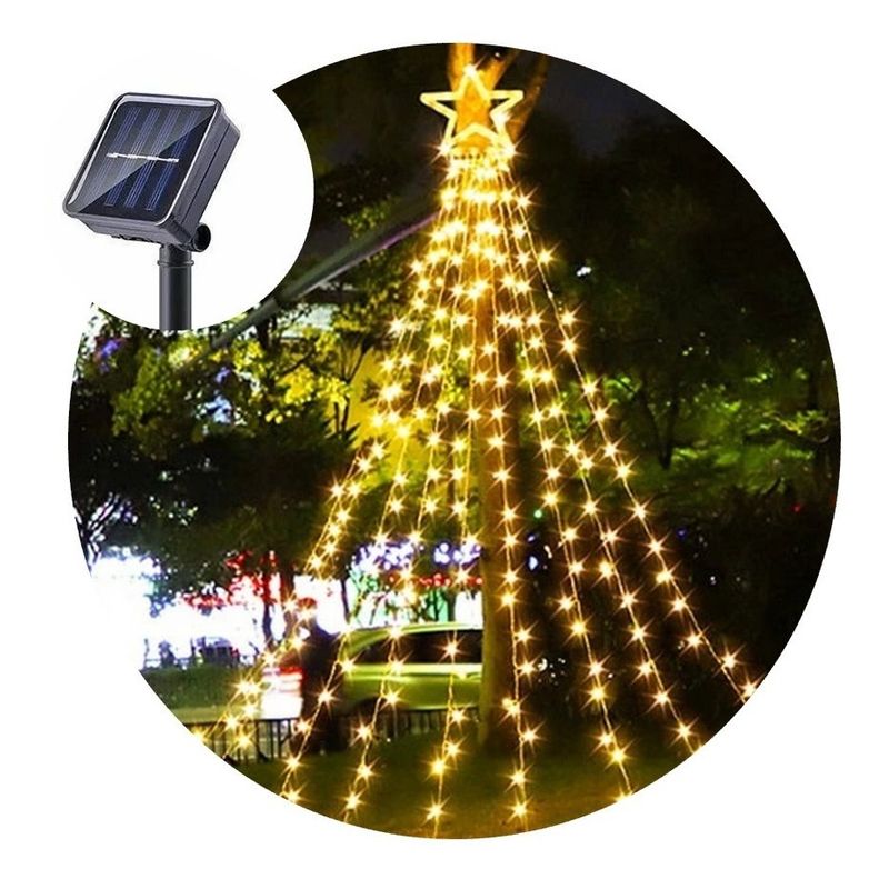 GENERICO - Luces Solar Navidad Estrella Cascada Led Cálida