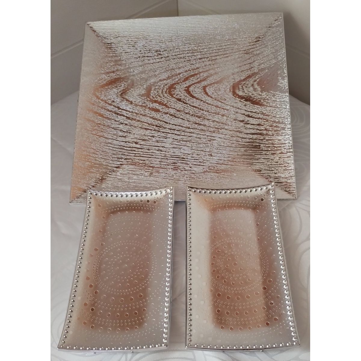 GENERICO - Pack 3 Bandejas C/Diseño - Plateado