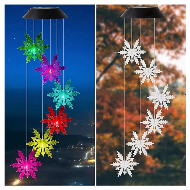 GENERICO - Colgante Copo Nieve Solar Multicolor Led Carillon de Viento