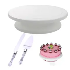 GENERICO - Pack Base Para Torta Giratoria 360° + Set de Cuchillo