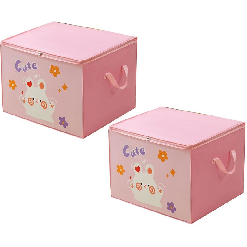 GENERICO - Pack X2 Bolsas Almacenamiento Niños Organizador Ropa Juguete Rosa