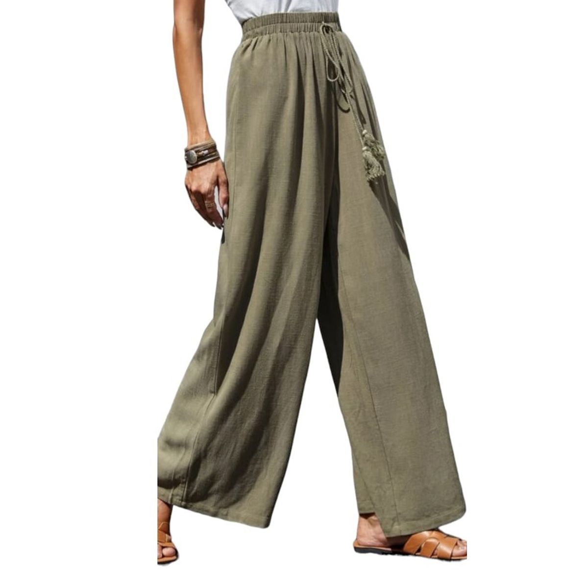 AGW - Pack 3 Pantalones Mujer Lino Colores Surtidos