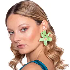 MARIA PASKARO - Aros Amapola Verde Agua María Paskaro - Verde Arlequín