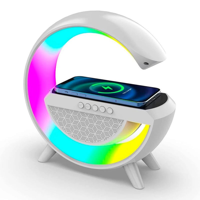 GENERICO - Parlante Bluetooth con Cargador Inalámbrico Radio FM y Lámpara Rgb