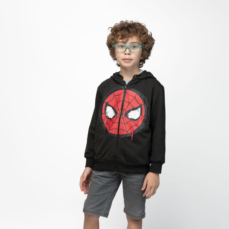 MARVEL - Poleron Niño Cara Spiderman Negro Marvel