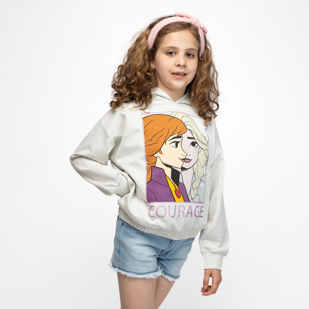 DISNEY - Poleron Niña Ana y Elsa Frozen Gris Disney