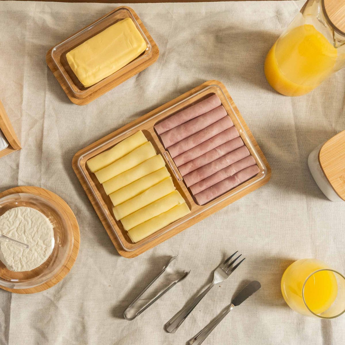 OU - Contenedor Jamón/Queso Doble Bambú Ou OU