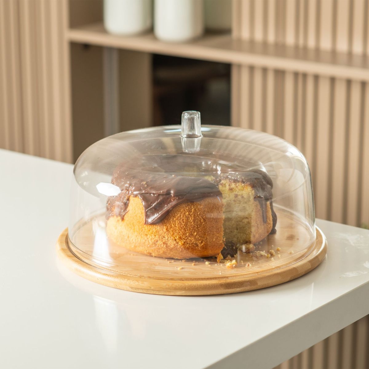 OU - Porta Torta 27,5 cm Con Tapa Bambú Ou OU