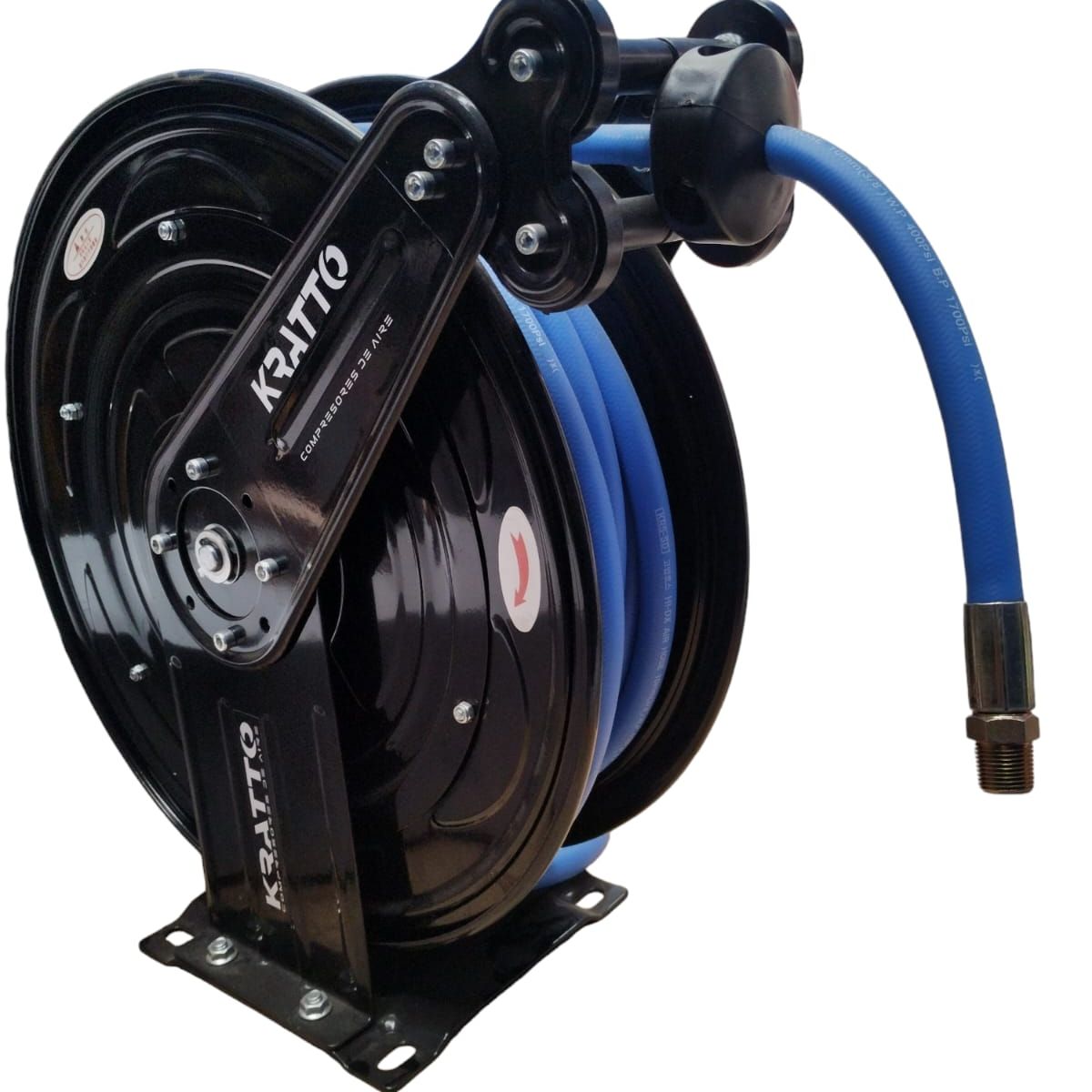 KRATTO - Carrete de Manguera Retráctil 3/8 pulg 15 mts Aire Comprimido KRATTO