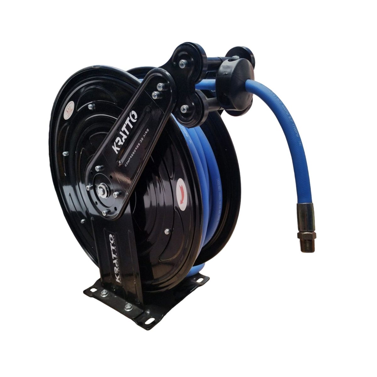 KRATTO - Carrete de Manguera Retráctil 3/8 pulg 15 mts Aire Comprimido KRATTO