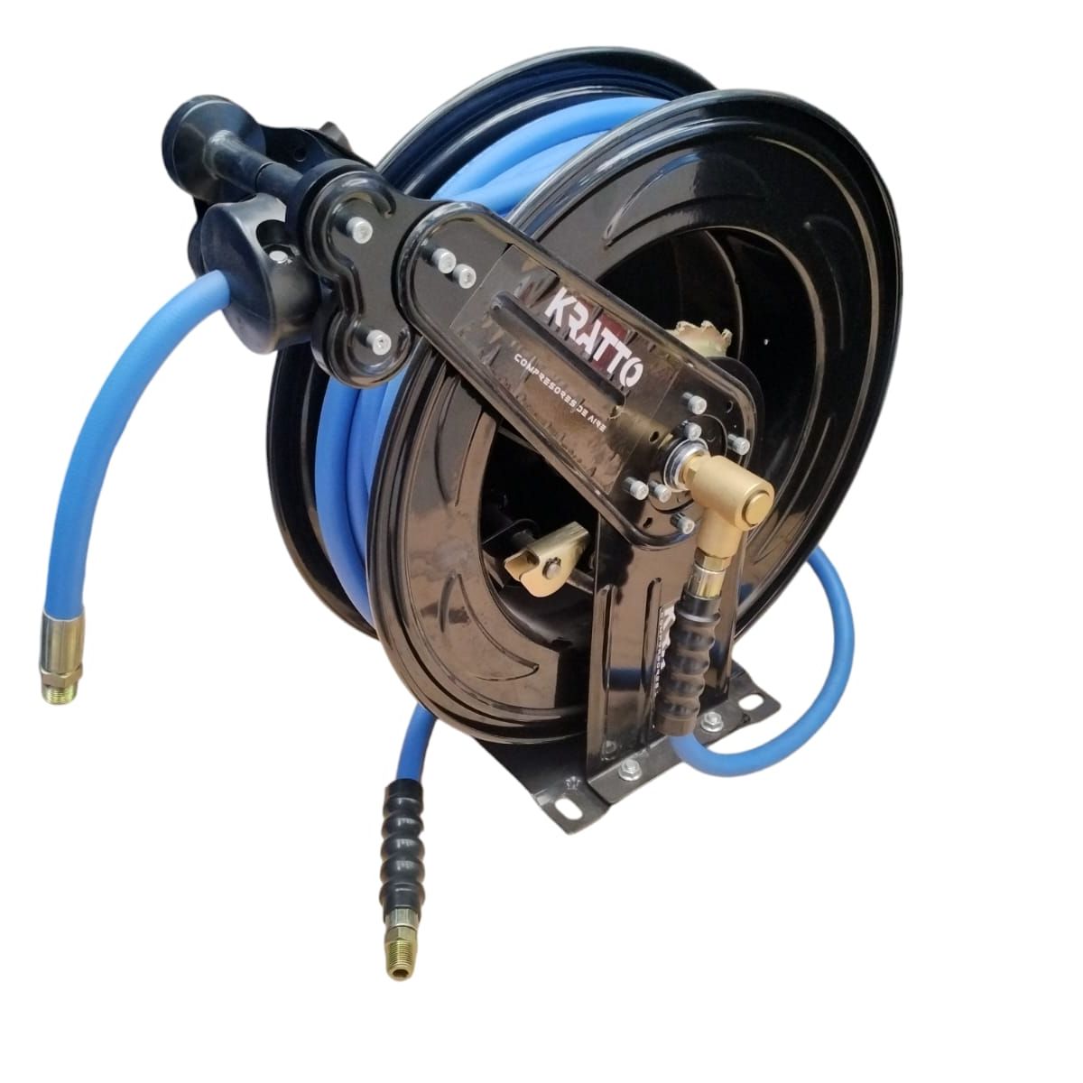 KRATTO - Carrete de Manguera Retráctil 3/8 pulg 15 mts Aire Comprimido KRATTO