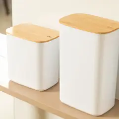 OU - Contenedor Hermético Rectangular con Tapa de Bambú Keep 1,5 lt Blanco
