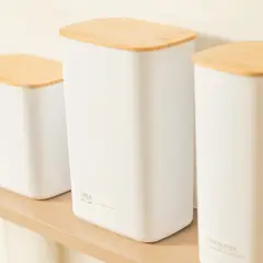 OU - Contenedor Hermético Rectangular con Tapa de Bambú Keep 2,3 lt Blanco