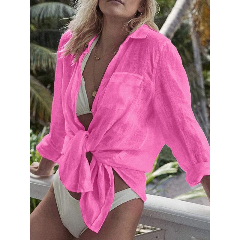 MOSS ROSE - Blusa de baño de manga larga para mujer ropa de playa