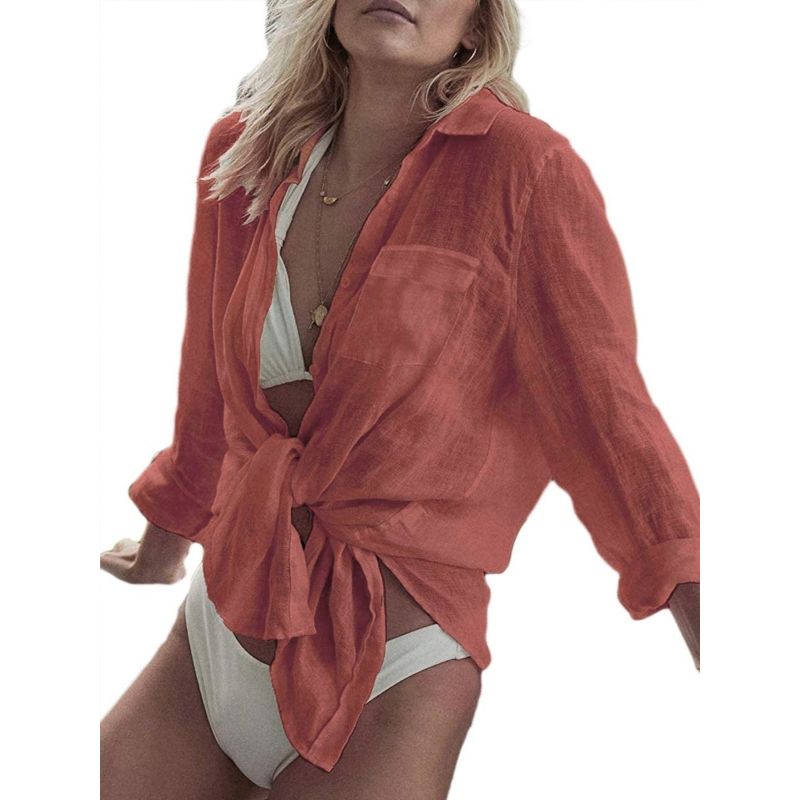 MOSS ROSE - Blusa de baño de manga larga para mujer ropa de playa