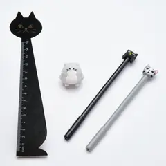 GENERICO - Set de lápices gato Kutekawaii negro