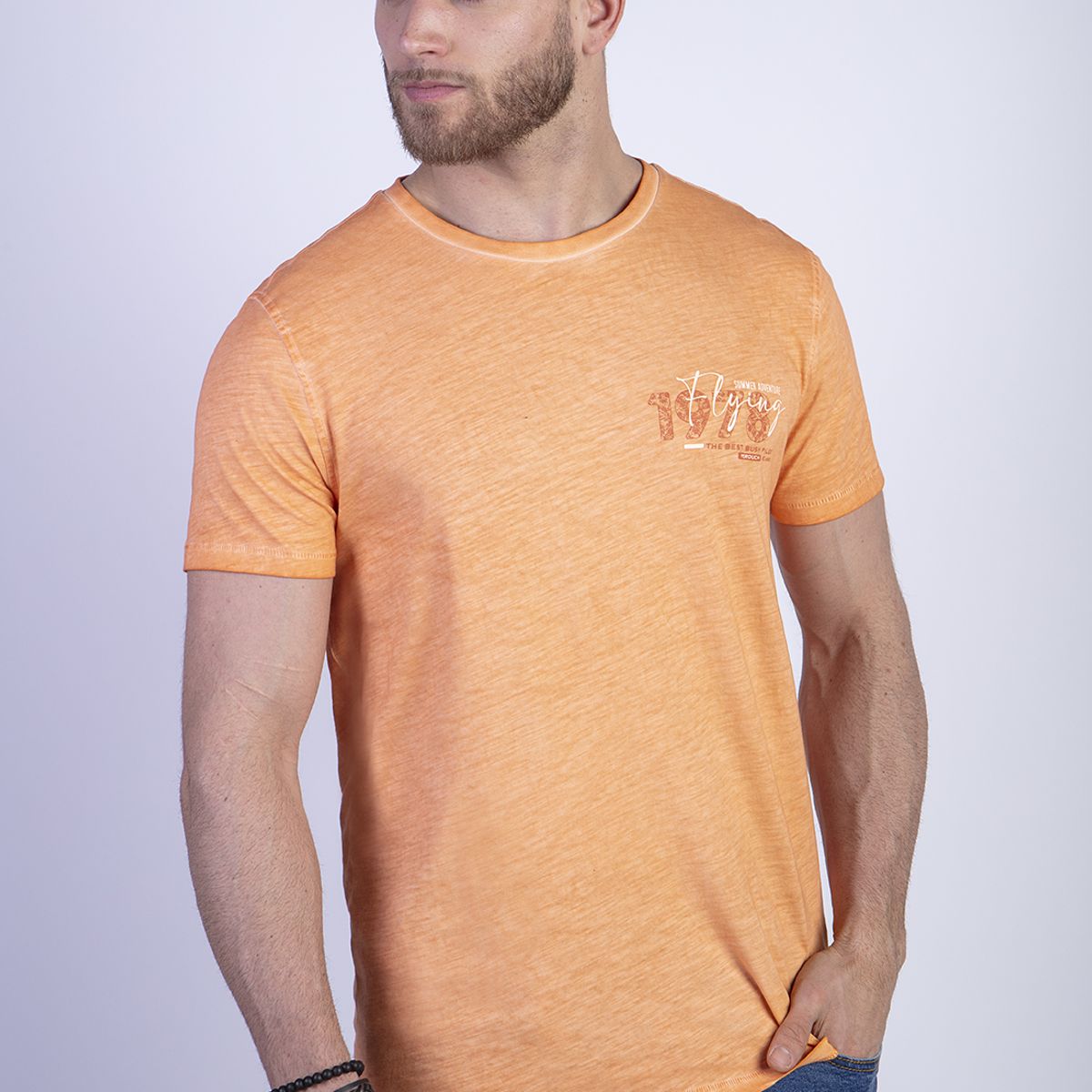 FEROUCH - Polera Dirty Wash New York Naranjo Ferouch