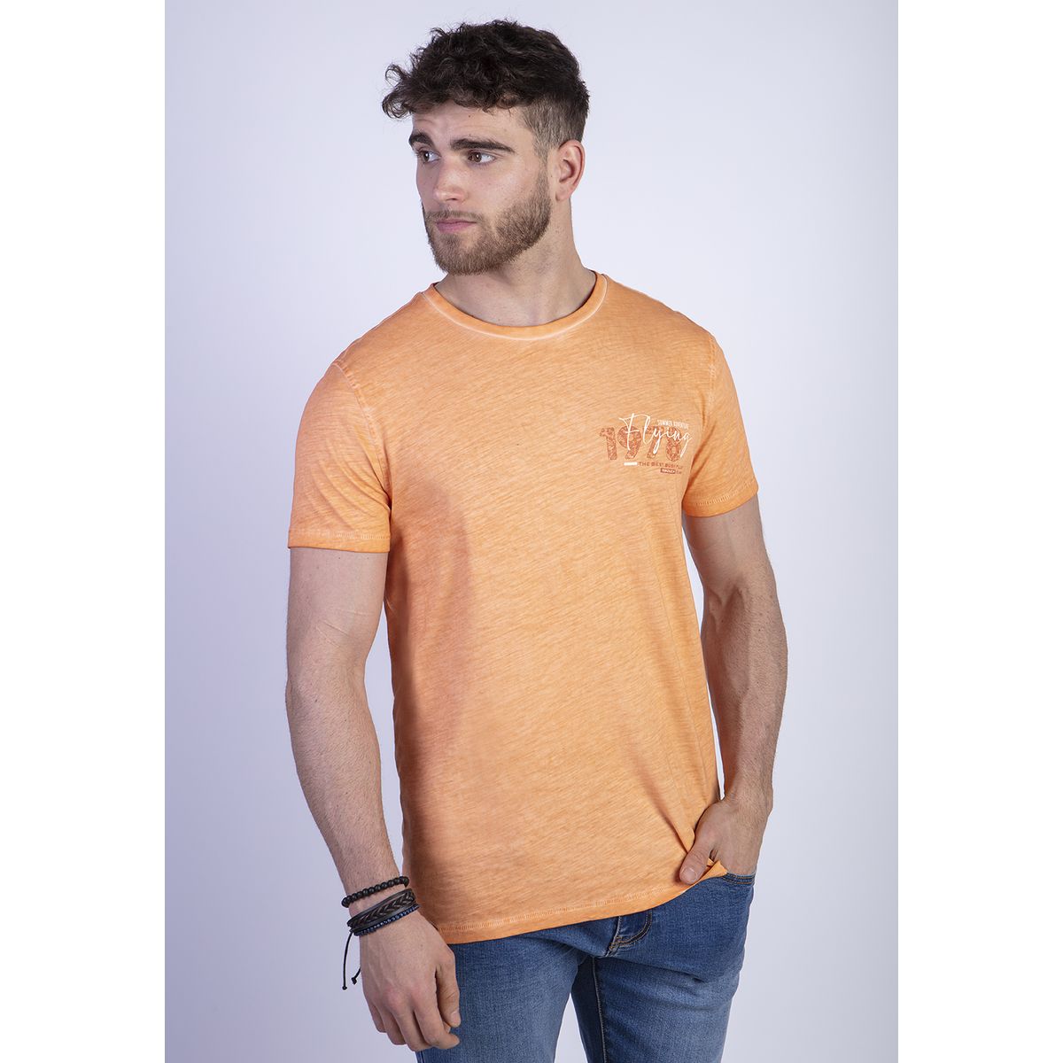 FEROUCH - Polera Dirty Wash New York Naranjo Ferouch
