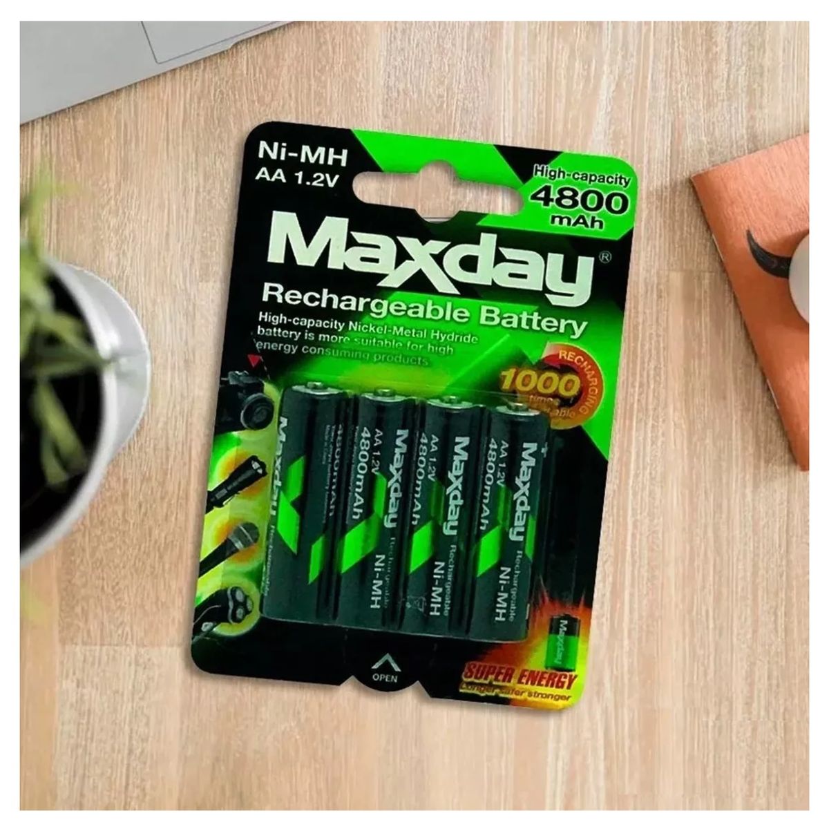 GENERICO - Pack 4 Pilas AA Recargables Baterias Recargable Pilas AA 4800mah