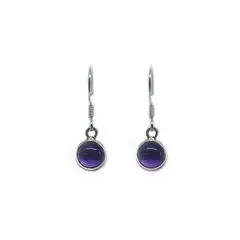 ANDREA COGGIOLA JOYAS - Aros Amatista Redondo 7mm Gancho Plata Fina 925