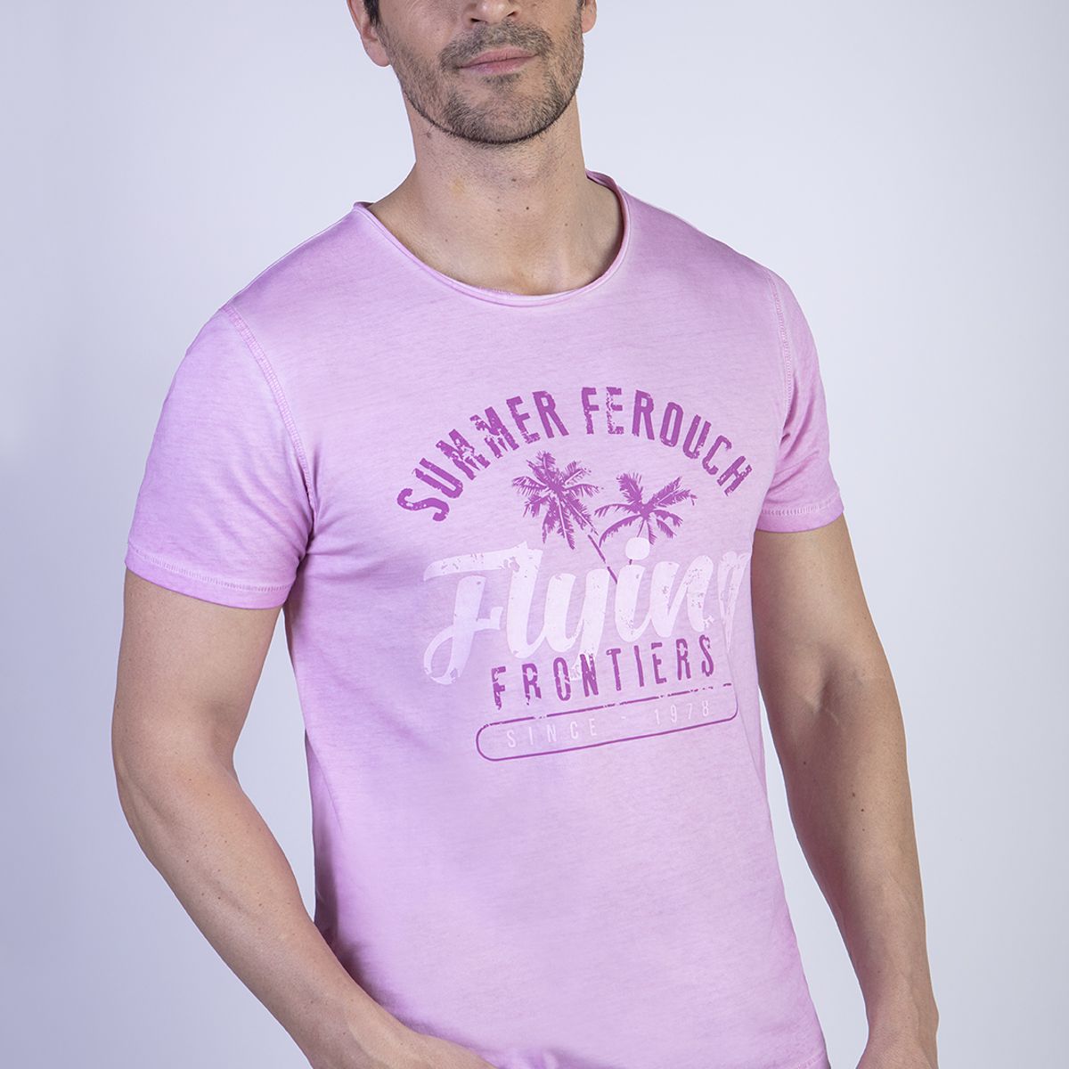FEROUCH - Polera Dirty Wash Seatle Rosado Ferouch