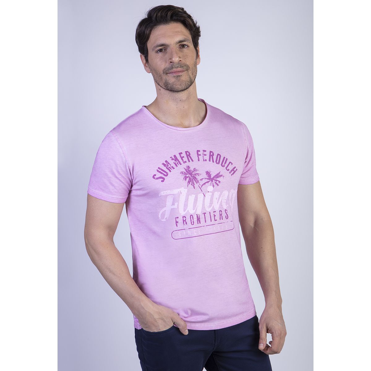 FEROUCH - Polera Dirty Wash Seatle Rosado Ferouch