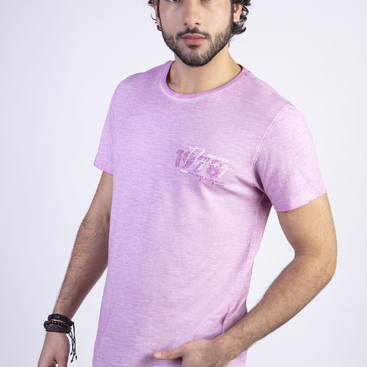 FEROUCH - Polera Dirty Wash New York Rosado Ferouch