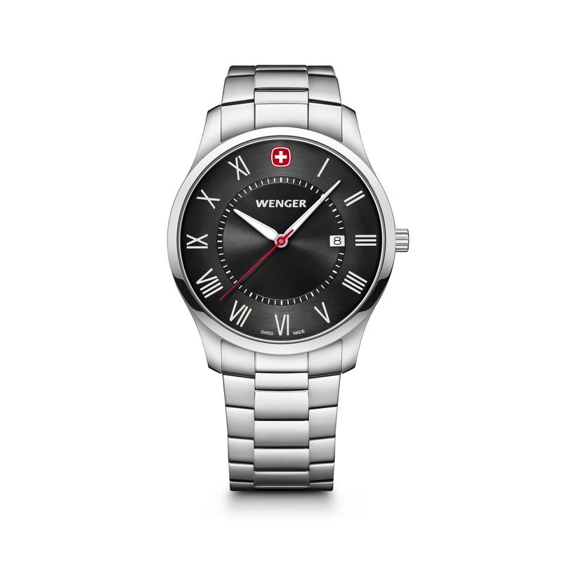 WENGER - Reloj City Classic correa acero dial negro Hombre Wenger