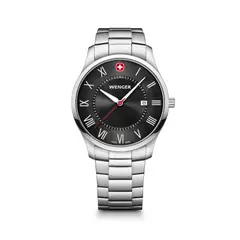 WENGER - Reloj City Classic correa acero dial negro Hombre