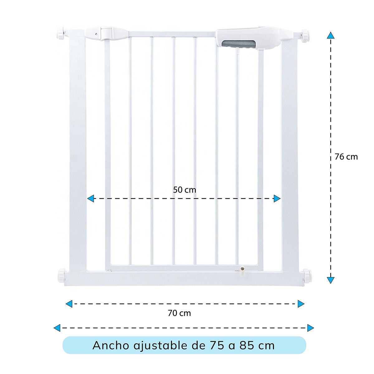 GENERICO - Reja Seguridad Escalera Puerta Bebe Mascotas 75-85 Cms Ancho